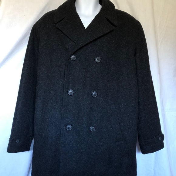 H&M L.O.G.G. Men's Charcoal Wool Blend Peacoat M - Picture 1 of 8